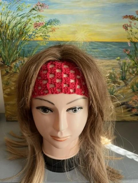 Bandeau Serre tête Headband Stirnband Hoofdband Venda Coton Rouge Taille unique